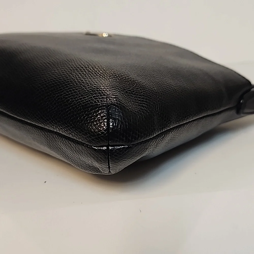 Coach Black Saffiano Leather with gold trim Shoulder Bag